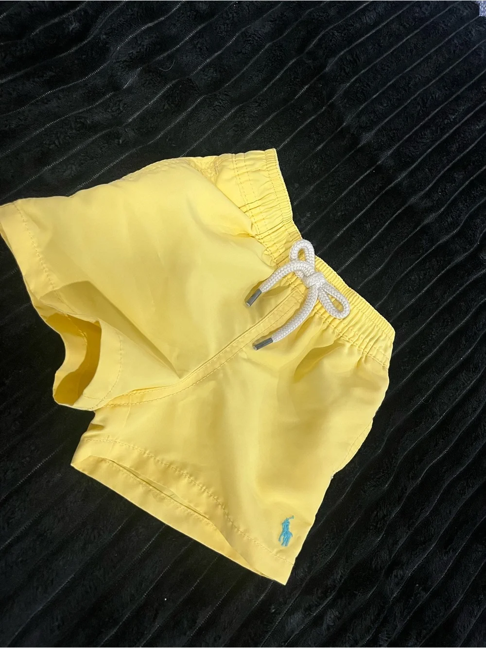 Ralph Lauren Pale Yellow Kids Swim Shorts with Blue Pony